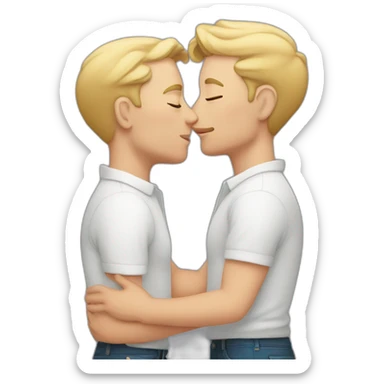 gay grown white couple kissing sticker