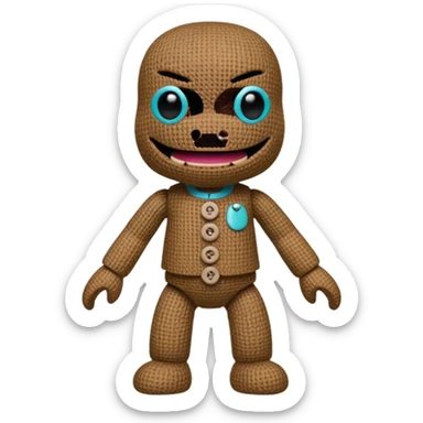 Make me a realistic Sackboy character from littlebigplanet game sticker