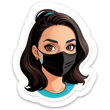 Persona Morena con mascarilla sticker