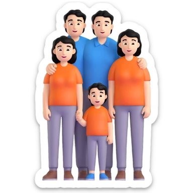 joyful caucasian family with black-haired father, mother and their young son sticker