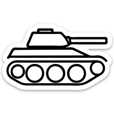 Ukrainian tank with tracks and angled armor, military vehicle sticker