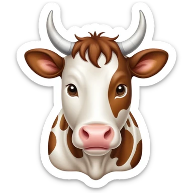 spotted dairy cow with horns sticker
