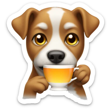 dog drink a cup of tea sticker