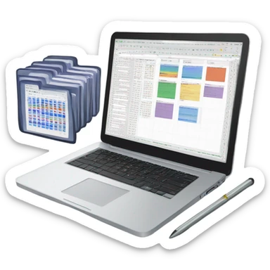 Give me an emoji of a laptop or desktop displaying Excel templates. sticker