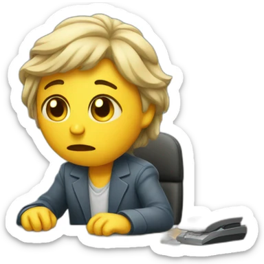 sad you are working at a desk sticker