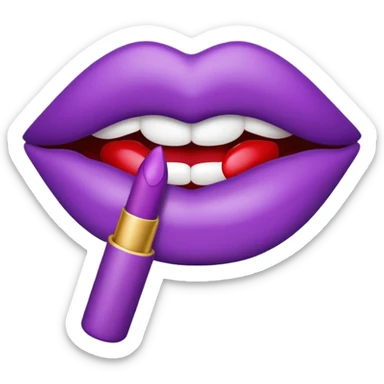 emoji marca de beijo de batom na cor do batom roxa sticker