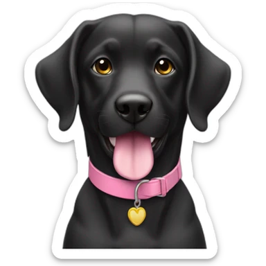 perra negra con collar rosado sticker