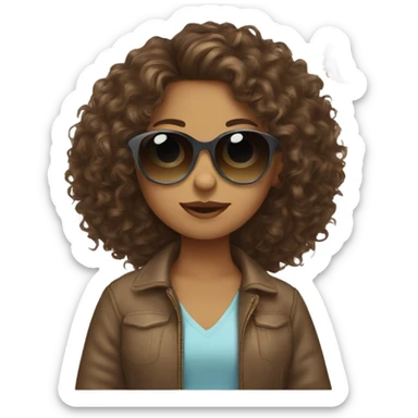 brown curly hair girl with sunglasses sticker