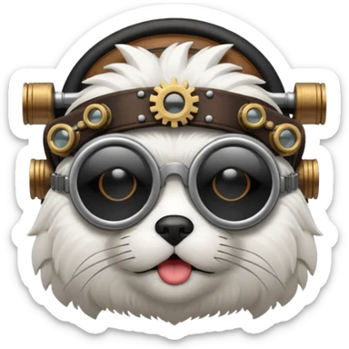 Shitzu black and white with steampunk sticker