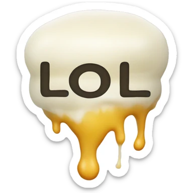 Melted mozzarella cheese with 'LOL' word sticker