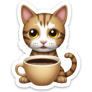 stripped cat with coffee sticker