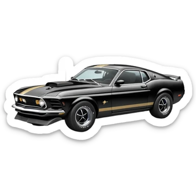 Ford mustang mach 1 grijs met zwarte strepen  sticker