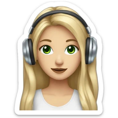 Anastasiia with green-blue eyes with headphones sticker
