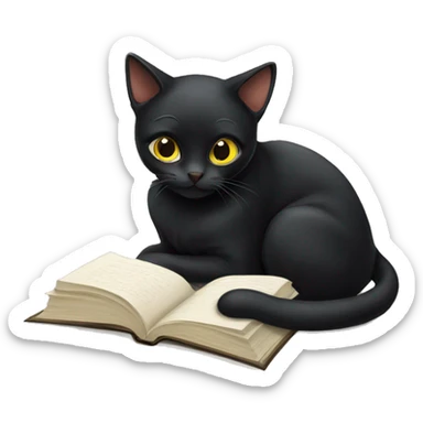 Black cat studying for exams sticker