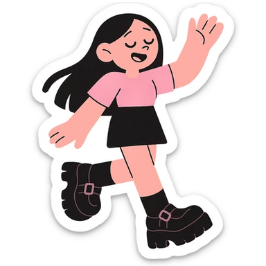 BLACKPINK-inspired gothic shoes, no hearts, soft and expressive, black and pink, pastel toon style sticker