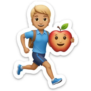 persona corriendo con una agenda, estilo emoji de Apple sticker