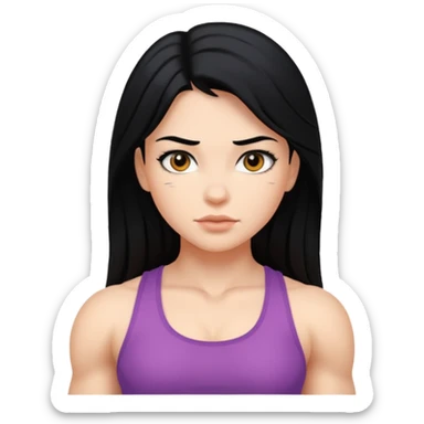 Girl with black hair and muscular  sticker