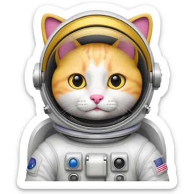 yellow cat white  Astronaut sticker