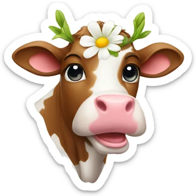 cow with flower sticker