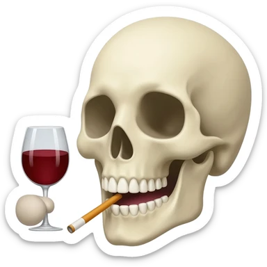 Una calavera de expresión de soltando un facto tomando un copa de vino sticker