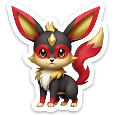 Cute cool black red animal Eeveelution-Fakemon-hybrid, full body, gold markings sticker