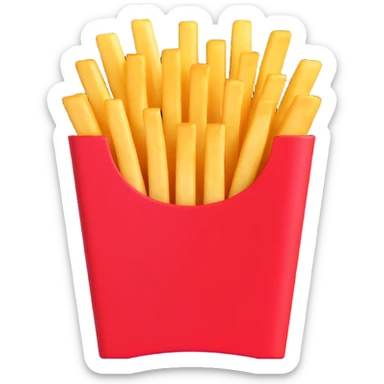 McDonald's French fries, golden fries in a red carton, iconic fast food look, no text, simple background sticker