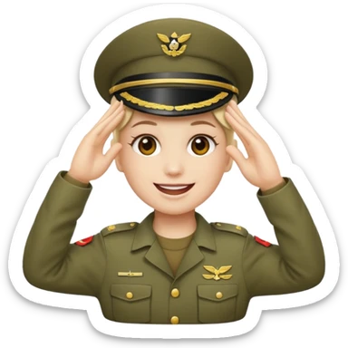 Eine salutierenden Emoji (Hautfarbe: weiß) in Armee Klamotten sticker