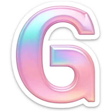 Iridescent pastel pink Font setting icon with letter G sticker