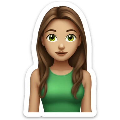 beautiful green eyed girl with beautiful long brown hair, that look like a super model sticker