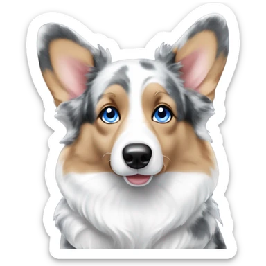 Blue Merle welsh corgi tan eyebrows bright blue eyes  sticker