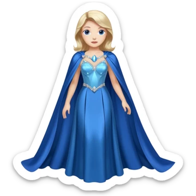 A blue satin dress with crystal bodice and flowing cape.




























 sticker