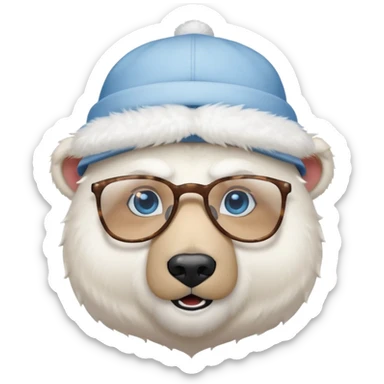  polar bear wearing glasses and a hat sticker