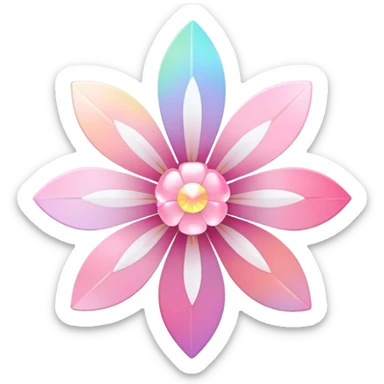 Cute Pastel pink and white Cherry Blossom Sakura Starburst Iridescent Rainbow sticker