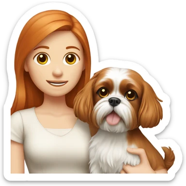 Ginger girl with Shih tzu  sticker