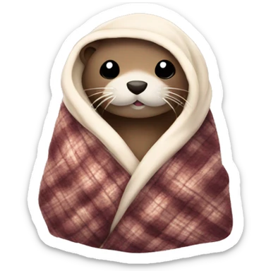 otter cozy in blanket sticker
