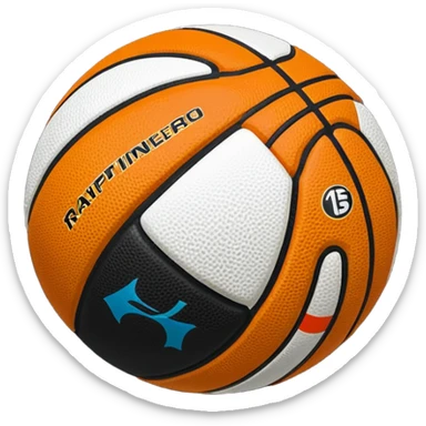 Crea un balón de basket negro con rayas blancas sticker