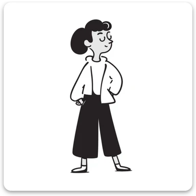 Hand-drawn figure in casual clothing, standing pose sticker
