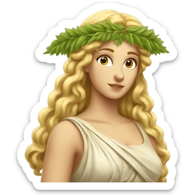 Beautiful long blonde with leaf crown Greek goddess holding wheat renaissance  sticker