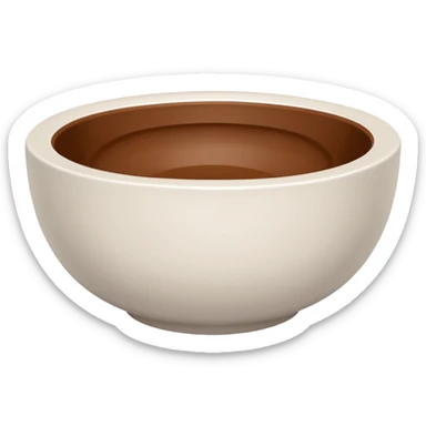 white bowl with a plain brown disk inside, no liquid reflection sticker