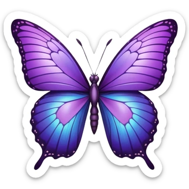 Purple butterfly with sharp ends on each wing sticker