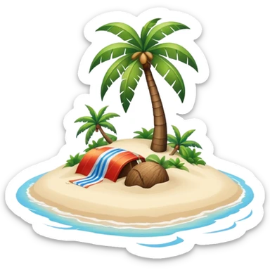 island with a coconut tree and beach sticker