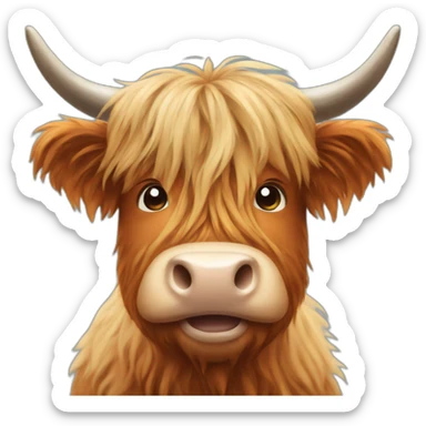 Emoji highland cow sticker