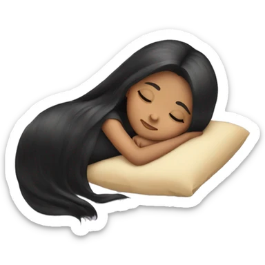 Sleeping little girl with long black hair sticker