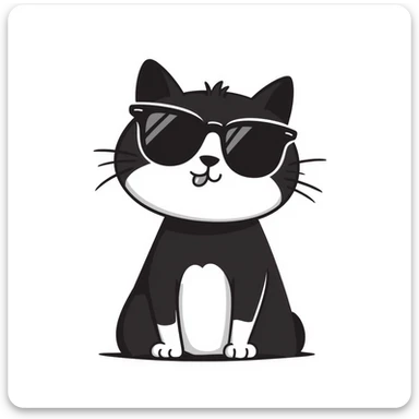 cat wearing oversized sunglasses making a goofy face sticker