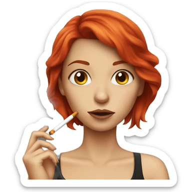 A girl with red hair smoking a cigarette  sticker