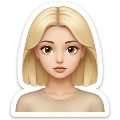 Luxury aesthetic blonde model with brown eyes, beige outfit sticker