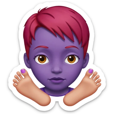 BIG BIG head  tiny toes  red hair purple skin sticker
