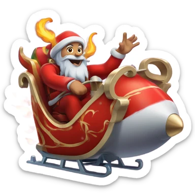Satan’s rocket sleigh flying to town  sticker