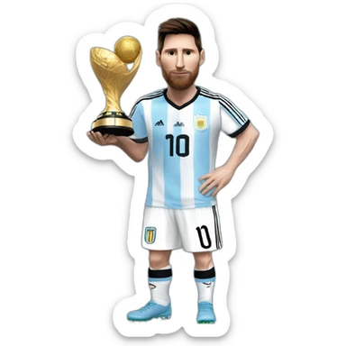 messi con la camiseta de argentina y la copa sticker