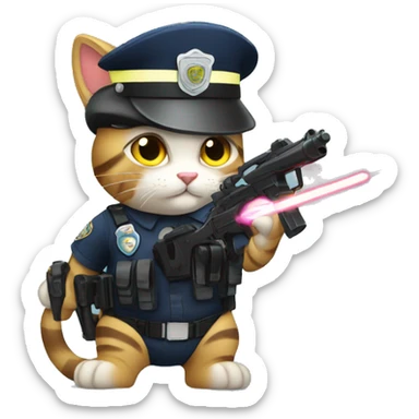 Police Cat with a lazer gun sticker